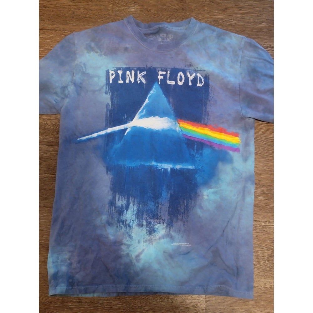 Liquid Blue Pink Floyd Tie Dye Graphic T-Shirt Dark Side of the Moon M